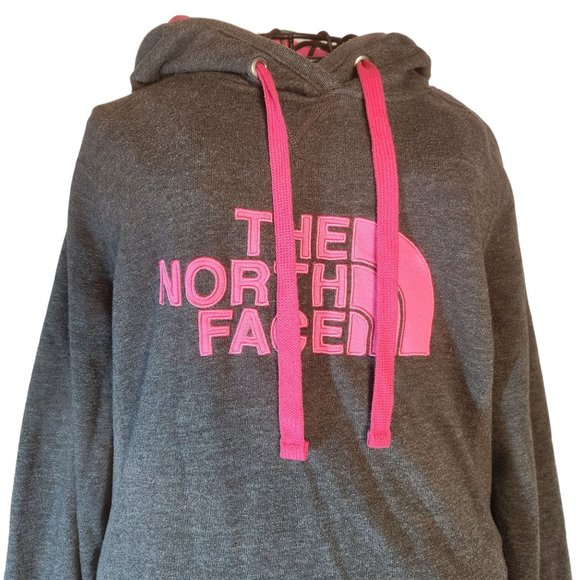 The North Face Women's Hoodie Charcoal Gray Pink Letters Size Medium - Picture 6 of 10